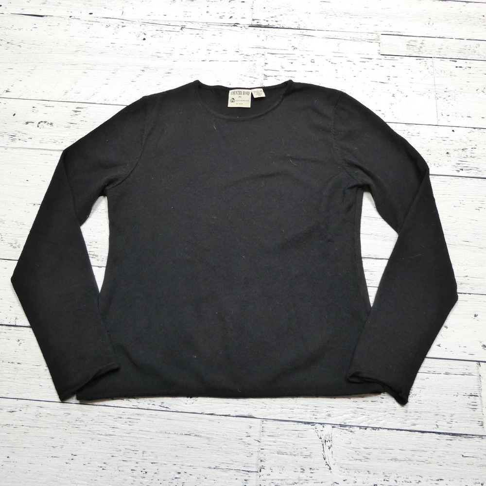 Country Road Wool Sweater Womens S/M Black 100% Pure New Wool Lightweight